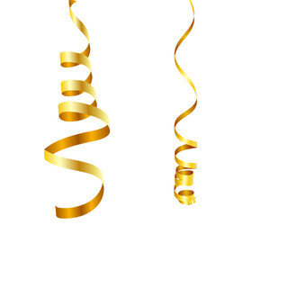 金色丝带彩带节日生日元素GIF动态图丝带元素